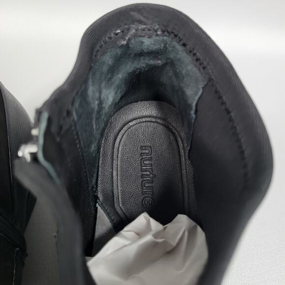 Nurture Women's Booties Boot Black Ankle Wedge Strch Zip Leather 6.5 M Read - Picture 5 of 11